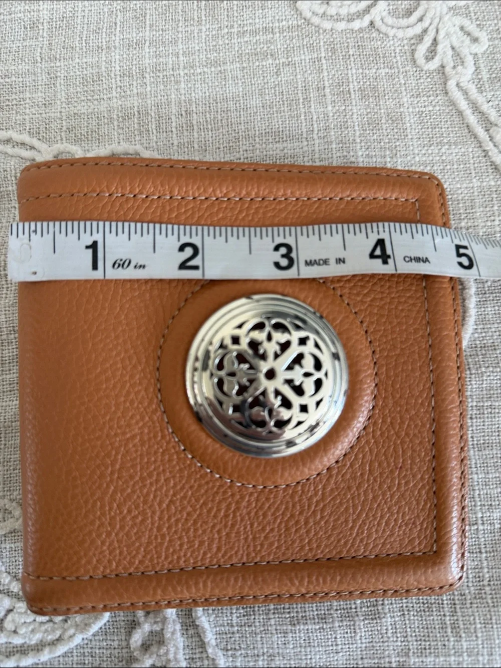 Brighton Ferrara Ritoro Naturella Tan Leather Bifold Wallet with Snap Closure